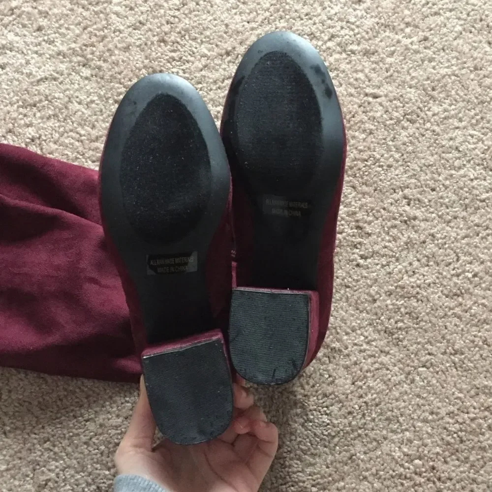 Lulu's Burgundy Suede Over-the-Knee Boots